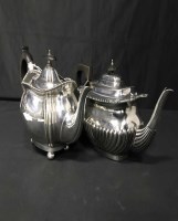 Lot 446 - TWO SILVER PLATED THREE PIECE TEA SERVICES