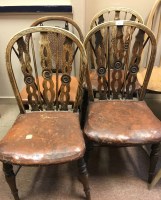 Lot 474 - THREE OAK RAIL BACK CHAIRS and one other