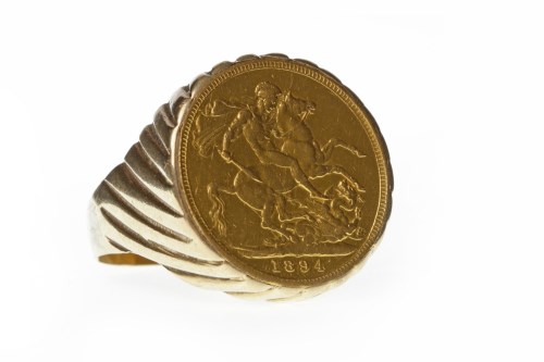 Lot 192 - GOLD SOVEREIGN DATED 1894 mounted in a nine...