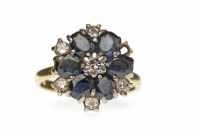 Lot 381 - SAPPHIRE AND DIAMOND CLUSTER RING set with...