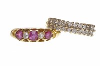 Lot 486 - VICTORIAN EIGHTEEN CARAT GOLD CREATED RUBY AND...
