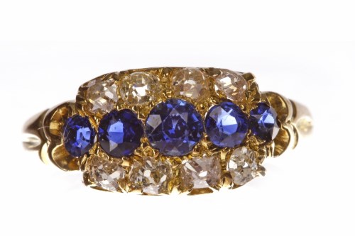 Lot 26 - VICTORIAN SAPPHIRE AND DIAMOND RING with a...