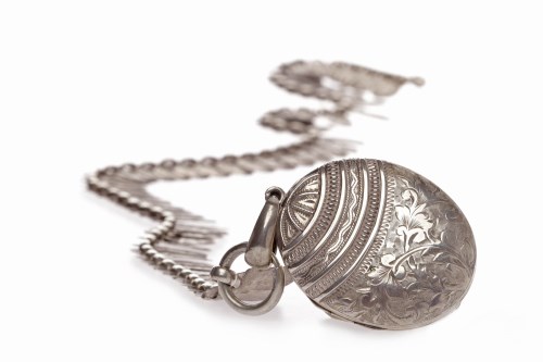 Lot 34 - VICTORIAN WHITE METAL LOCKET ON CHAIN the...