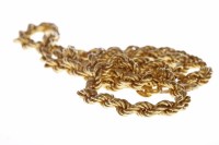 Lot 244 - NINE CARAT GOLD CHAIN NECKLACE of ropetwist...