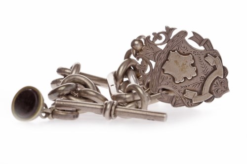 Lot 764 - VICTORIAN SILVER WATCH CHAIN with Birmingham...