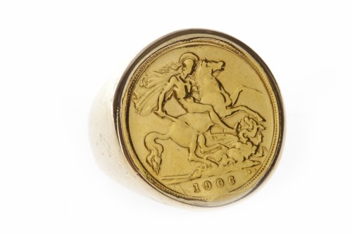 Lot 515 - GOLD SOVEREIGN DATED 1906 mounted in a nine...