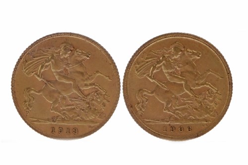 Lot 521 - GOLD HALF SOVEREIGN DATED 1913 AND ANOTHER...
