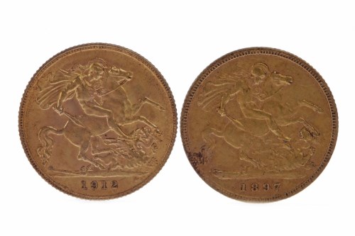 Lot 522 - GOLD HALF SOVEREIGN DATED 1912 AND ANOTHER...