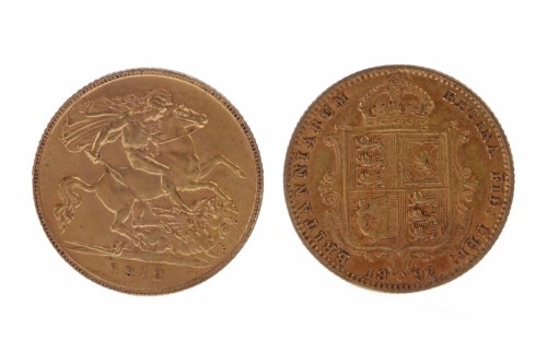 Lot 523 - GOLD HALF SOVEREIGN DATED 1912 AND ANOTHER...