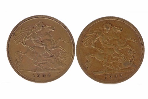Lot 524 - GOLD HALF SOVEREIGN DATED 1898 AND ANOTHER...