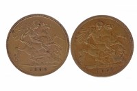 Lot 524 - GOLD HALF SOVEREIGN DATED 1898 AND ANOTHER...