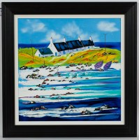 Lot 2354 - JOHN DAMARI, CROFTS OF SCARINISH oil on canvas,...