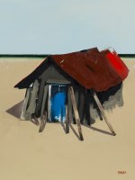 Lot 2398 - * GARRY BRANDER, BEACH HUT oil on canvas,...