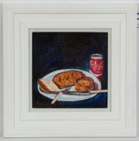 Lot 2414 - DAVID ROBERTSON, NAE BEANS oil on board,...