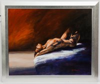 Lot 2470 - * J. P MCLAUGHLIN, RECLINING NUDE oil on...