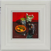 Lot 2262 - FRANK COLCLOUGH, MYRTLE BLOSSOM STUDY oil on...