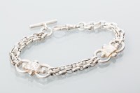 Lot 863 - UNUSUAL STERLING SILVER VICTORIAN ALBERT CHAIN...