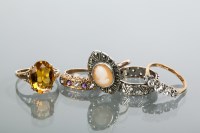 Lot 1932 - GROUP OF FIVE VARIOUS GEM SET RINGS comprising...