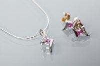 Lot 1948 - PINK SAPPHIRE AND DIAMOND CLUSTER PENDANT AND...