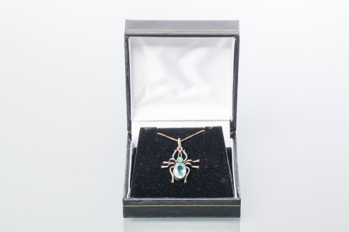 Lot 1950 - CHARLES HORNER SPIDER PENDANT set with blue...