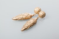 Lot 1970 - PAIR OF VICTORIAN GOLD DROP EARRINGS each with...