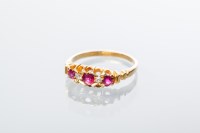 Lot 1987 - VICTORIAN RUBY AND DIAMOND FIVE STONE RING set...