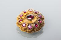 Lot 2001 - VICTORIAN GARNET BROOCH of circular form, set...