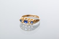 Lot 2053 - VICTORIAN SAPPHIRE AND DIAMOND FIVE STONE RING...