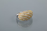 Lot 2060A - YELLOW DIAMOND BOMBE STYLE DRESS RING the...