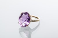 Lot 2067 - AMETHYST AND DIAMOND RING set with a large...