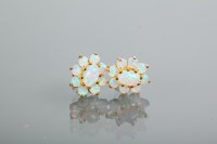 Lot 2115 - PAIR OF SYNTHETIC OPAL CLUSTER EARRINGS set...