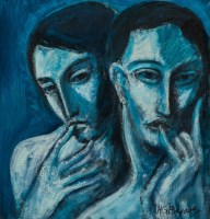 Lot 2313 - * HUGH GERARD BYARS, TWO FEMALE FACES oil on...