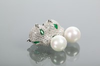 Lot 2127 - PAIR OF SILVER GILT TIGER MOTIF DROP EARRINGS...