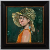 Lot 2315 - BASIA ROSZAK, THE GIRL WITH A HAT oil on...