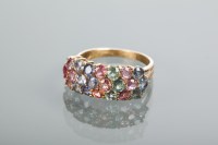 Lot 2146 - MULTI SAPPHIRE SET DRESS RING with three rows...