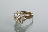 Lot 2163 - NINE CARAT GOLD DIAMOND CLUSTER RING the bezel...