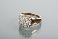 Lot 2165 - NINE CARAT GOLD DIAMOND CLUSTER RING the bezel...