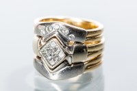 Lot 2180 - DIAMOND THREE RING SET the central ring set...