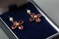 Lot 2209 - PAIR OF ALMANDINE GARNET AND SEED PEARL DROP...