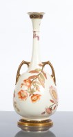 Lot 157 - ROYAL WORCESTER BOTTLE VASE decorated with...