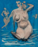 Lot 2327 - * FRANK MCFADDEN, FEMALE NUDE STUDY oil on...