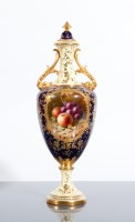 Lot 168 - COALPORT GILT PORCELAIN VASE AND COVER the...