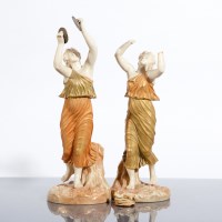 Lot 173 - PAIR OF ROYAL WORCESTER FIGURES OF DANCERS on...