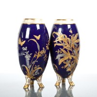 Lot 176 - PAIR OF VICTORIAN AESTHETIC GILT PORCELAIN...