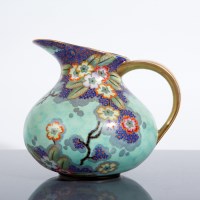 Lot 181 - CROWN DEVON FIELDINGS ENAMEL JUG with oriental...