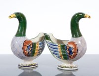 Lot 210 - PAIR OF WEMYSS SAUCE BOATS decorated with...