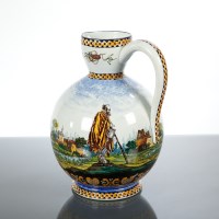 Lot 214 - FRENCH FAIENCE WATER JUG with hand-finished...