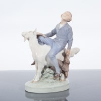 Lot 221 - ROYAL COPENHAGEN FIGURE OF A BOY RIDING A GOAT...