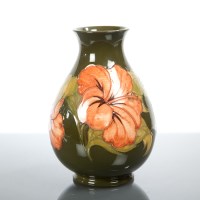Lot 275 - MOORCROFT ORCHID VASE with green ground,...