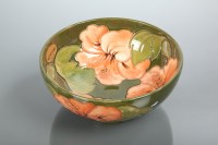 Lot 276 - MOORCROFT ORCHID PATTERN BOWL green ground,...